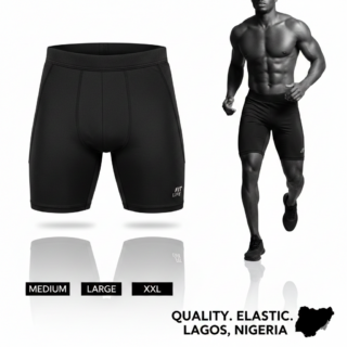 Men's Black Smart Fitted Shorts For Gym, Black, Fit For Life Large, XXL, Lagos, Nigeria
