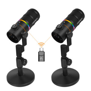 COMICA EJoy D10 PRO RGB Cardioid Dynamic Wireless Microphone (Double) For Podcast In Lagos Nigeria